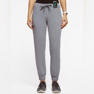 Jaanuu XS Tall Women’s 5-Pocket Skinny Jogger Scrub Pants Light Gray XST